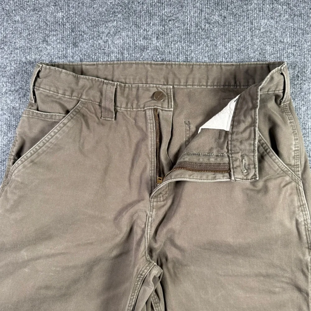 Carhartt Carpenter Pants Mens 34x32 Brown B324-DFE Relaxed Fit Canvas Workwear